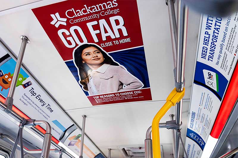 Bus interior ceiling ad