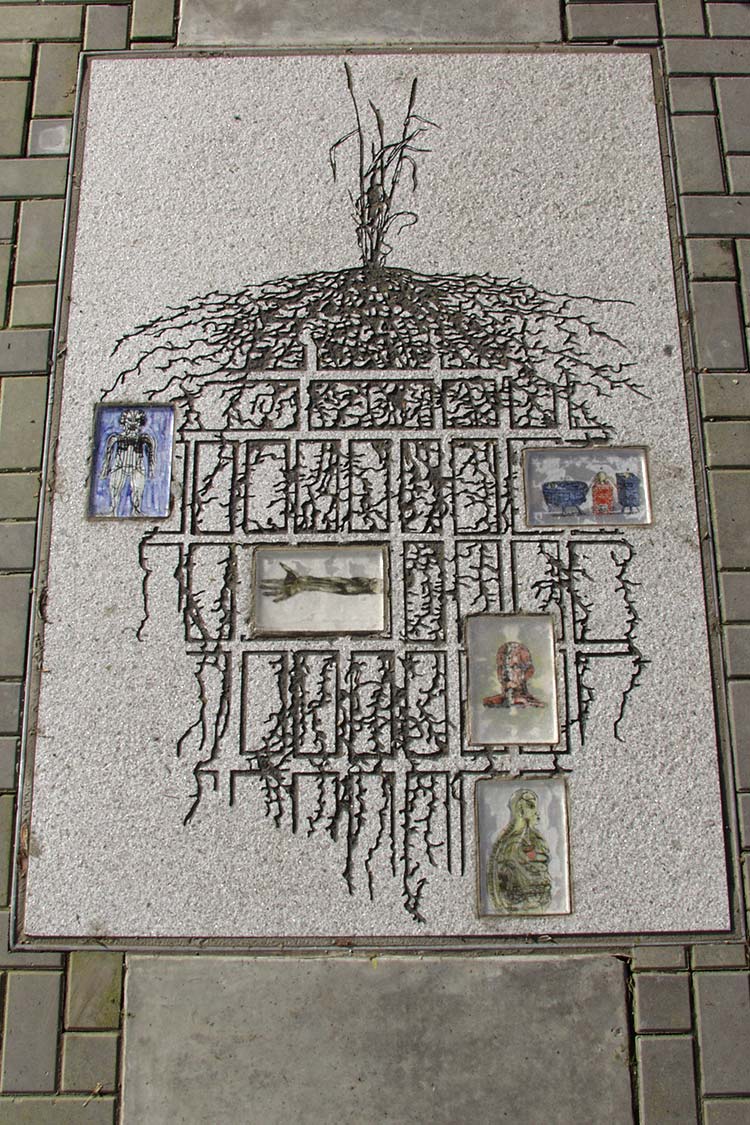 Community map embedded multi-media in etched concrete