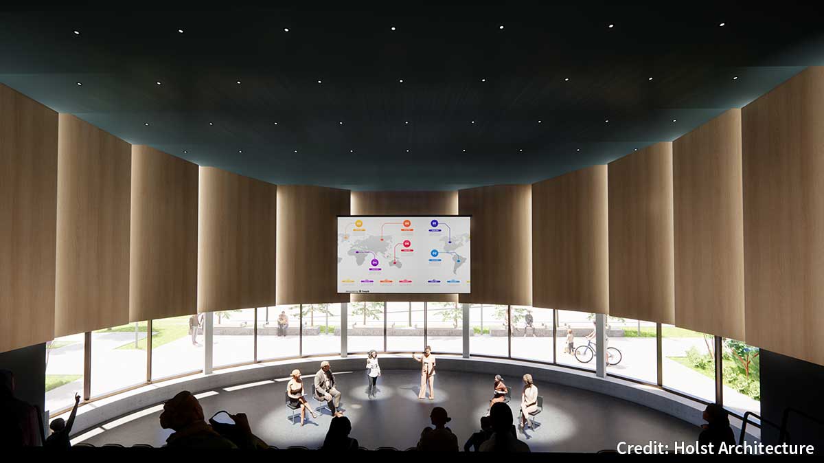 Rendering of East County Library auditorium. Credit: Holst Architecture